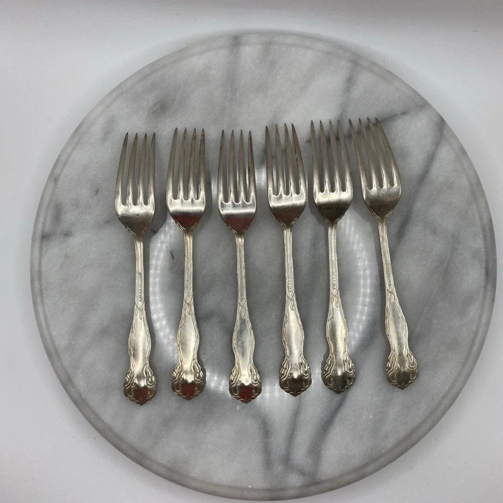 American Silver Plate Co Vintage 40+ Pc Flatware Set Floral Art Nouveau Wood Box